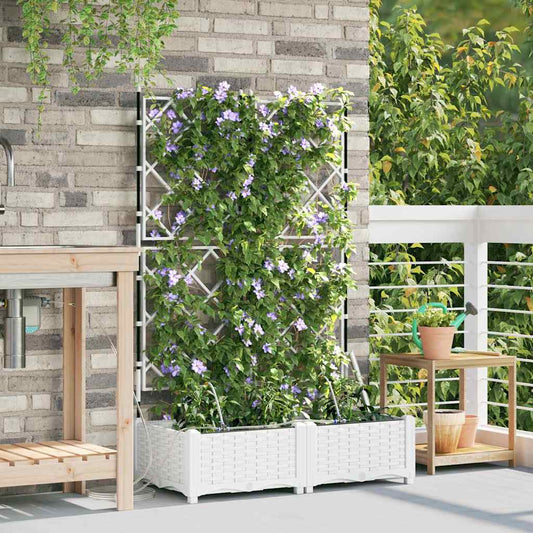 Gartenpflanzer Weiß 80 x 40 x 126 cm Stahl
