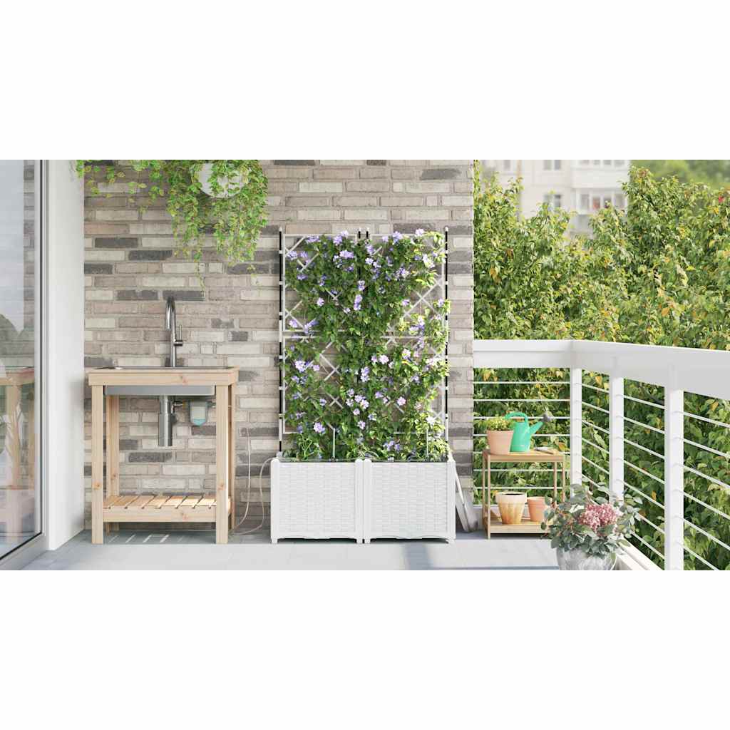 Gartenpflanzer Weiß 80 x 40 x 142 cm Stahl