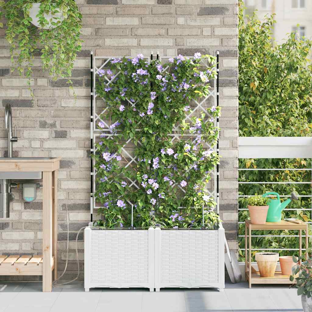 Gartenpflanzer Weiß 80 x 40 x 142 cm Stahl