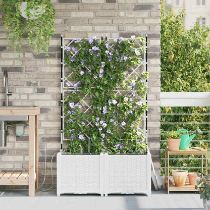 Gartenpflanzer Weiß 80 x 40 x 142 cm Stahl