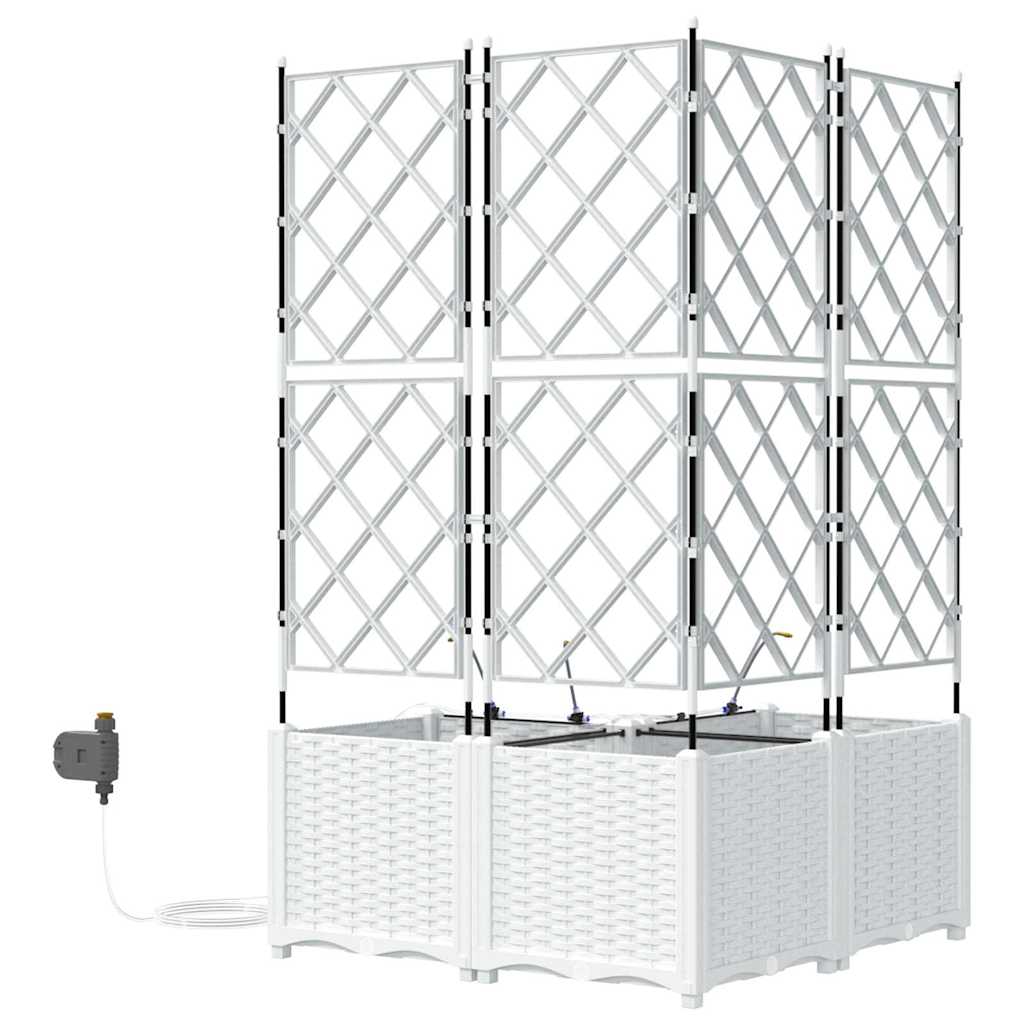 Gartenpflanzer Weiß 80 x 80 x 142 cm Stahl