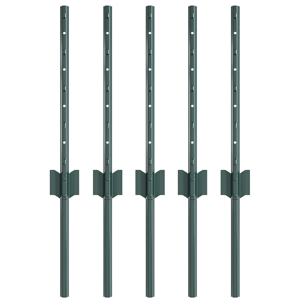 Zaunpfosten 5 pcs Grün 40 cm Stahl