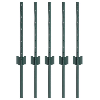 Zaunpfosten 5 pcs Grün 40 cm Stahl
