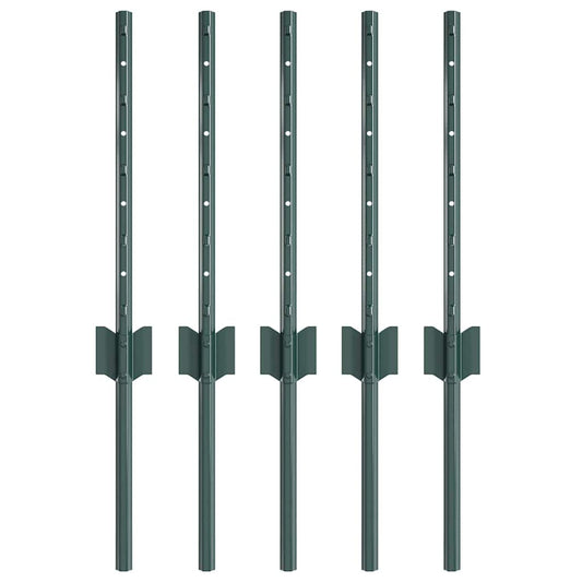 Zaunpfosten 5 pcs Grün 40 cm Stahl