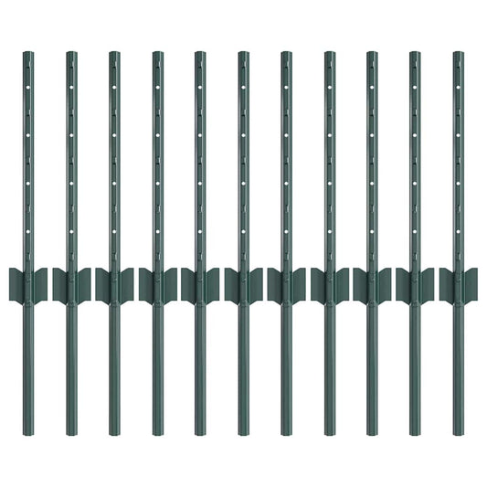 Zaunpfosten 11 pcs Grün 40 cm Stahl