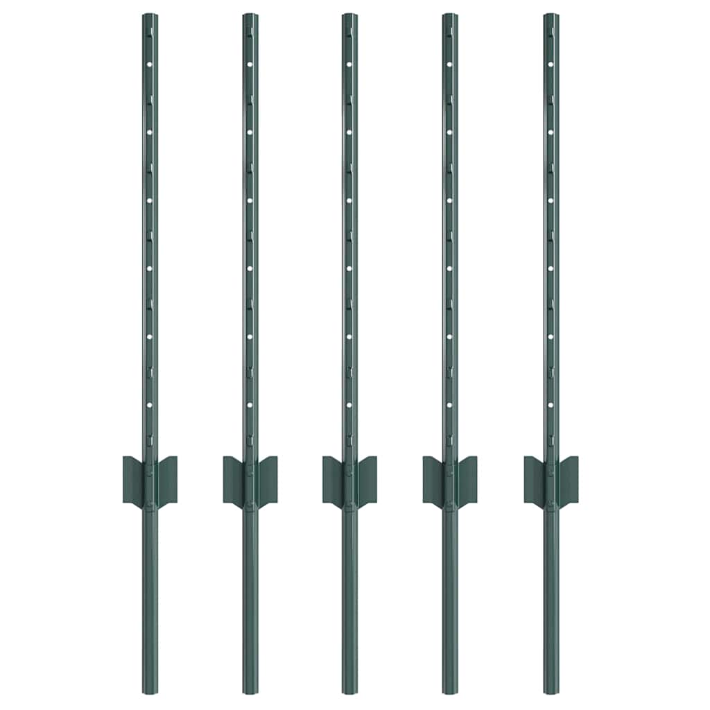 Zaunpfosten 5 pcs Grün 60 cm Stahl