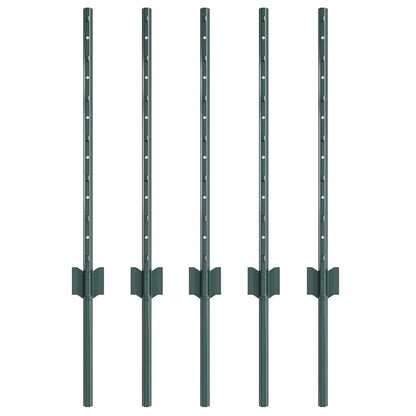Zaunpfosten 5 pcs Grün 60 cm Stahl