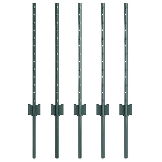 Zaunpfosten 5 pcs Grün 60 cm Stahl