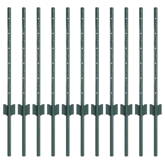 Zaunpfosten 11 pcs Grün 60 cm Stahl