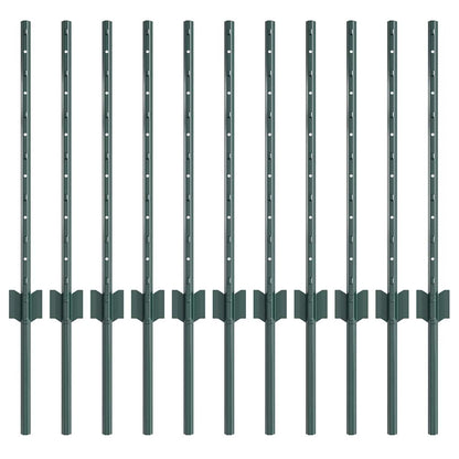 Zaunpfosten 11 pcs Grün 60 cm Stahl