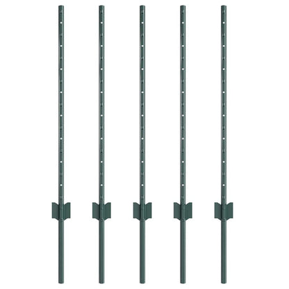 Zaunpfosten 5 pcs Grün 80 cm Stahl