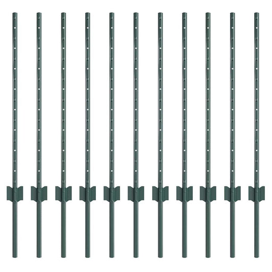 Zaunpfosten 11 pcs Grün 80 cm Stahl
