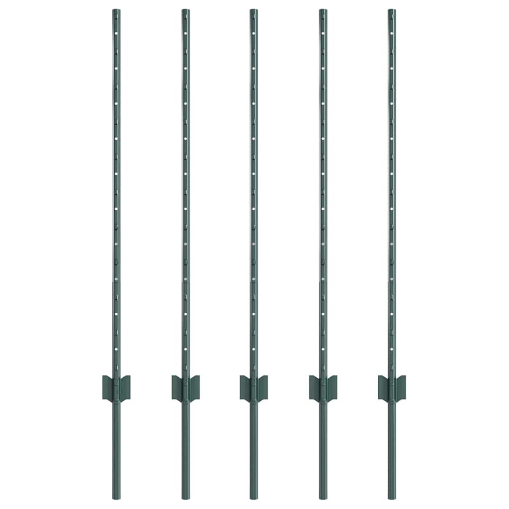 Zaunpfosten 10 pcs Grün 100 cm Stahl