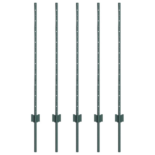 Zaunpfosten 10 pcs Grün 100 cm Stahl