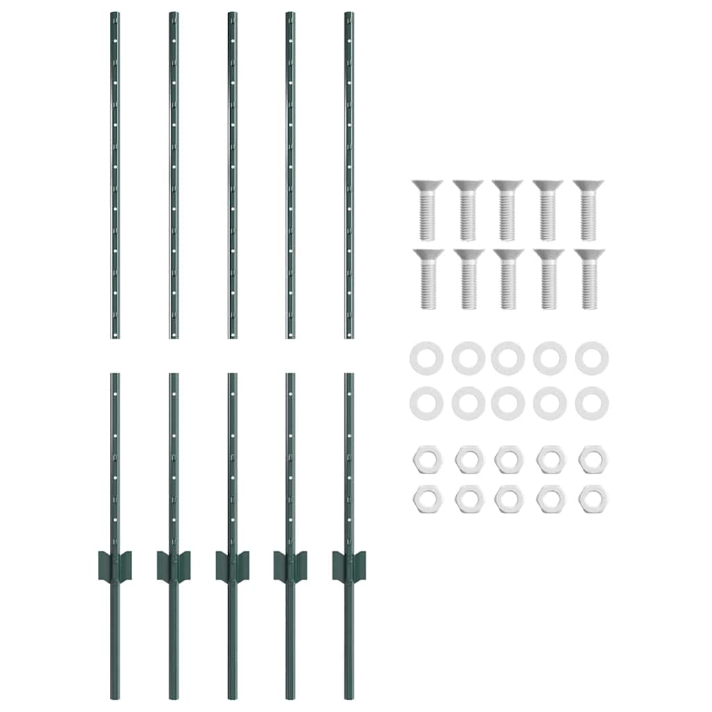 Zaunpfosten 10 pcs Grün 100 cm Stahl