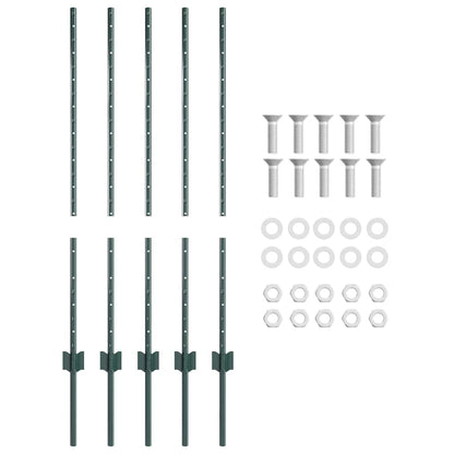 Zaunpfosten 10 pcs Grün 100 cm Stahl
