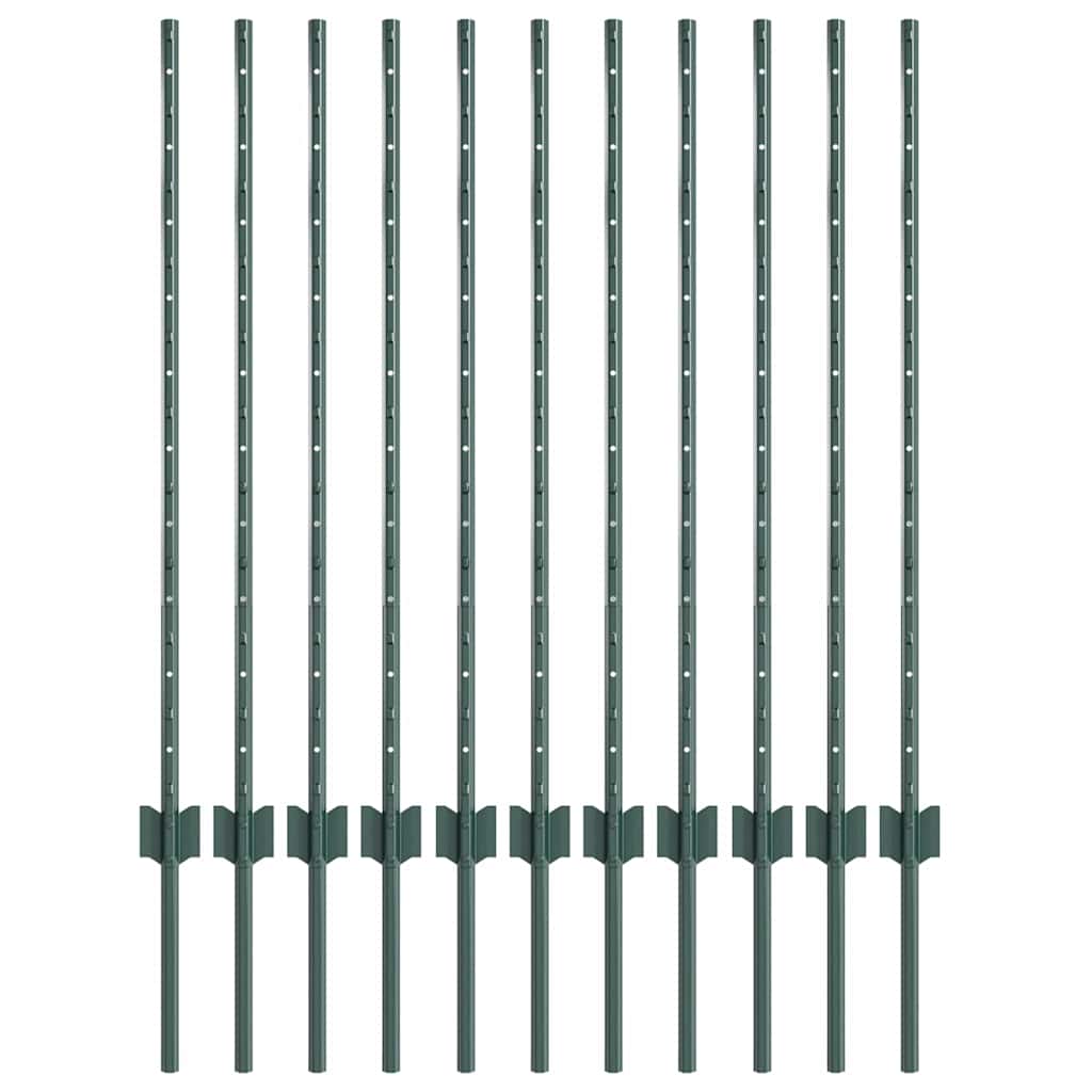 Zaunpfosten 22 pcs Grün 100 cm Stahl