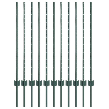 Zaunpfosten 22 pcs Grün 100 cm Stahl
