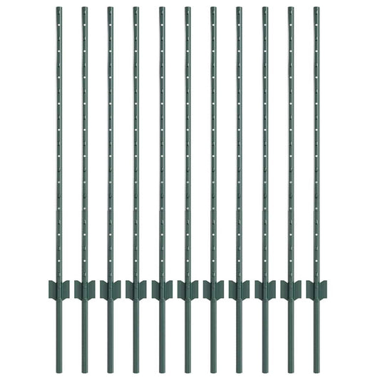 Zaunpfosten 22 pcs Grün 100 cm Stahl
