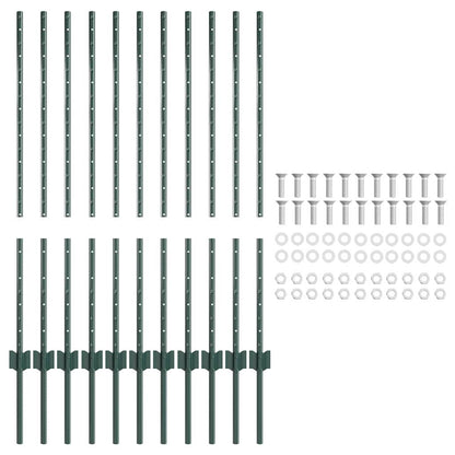 Zaunpfosten 22 pcs Grün 100 cm Stahl