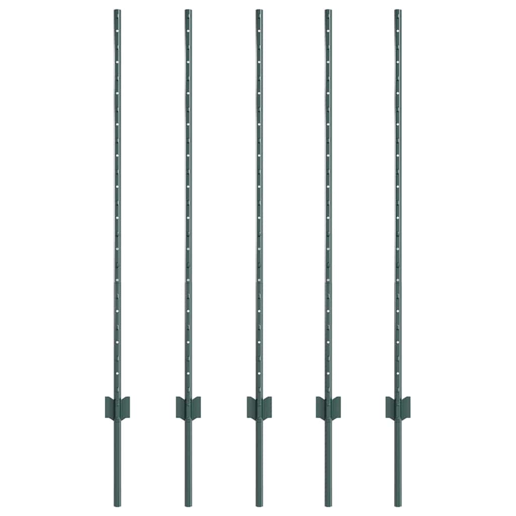 Zaunpfosten 10 pcs Grün 120 cm Stahl