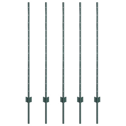 Zaunpfosten 10 pcs Grün 120 cm Stahl