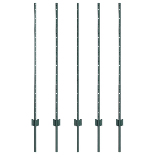 Zaunpfosten 10 pcs Grün 120 cm Stahl