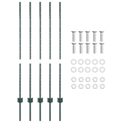 Zaunpfosten 10 pcs Grün 120 cm Stahl