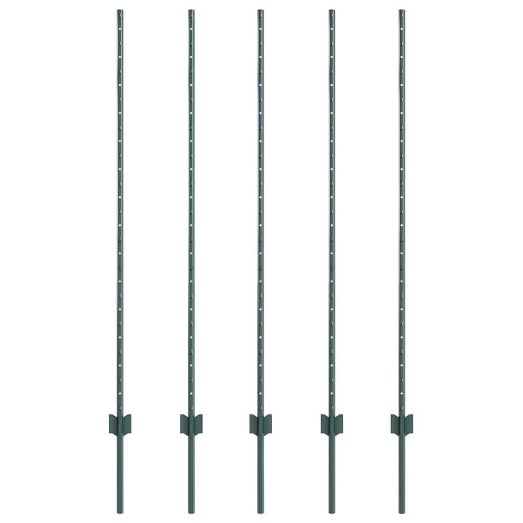 Zaunpfosten 10 pcs Grün 140 cm Stahl