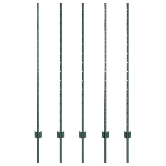 Zaunpfosten 10 pcs Grün 140 cm Stahl
