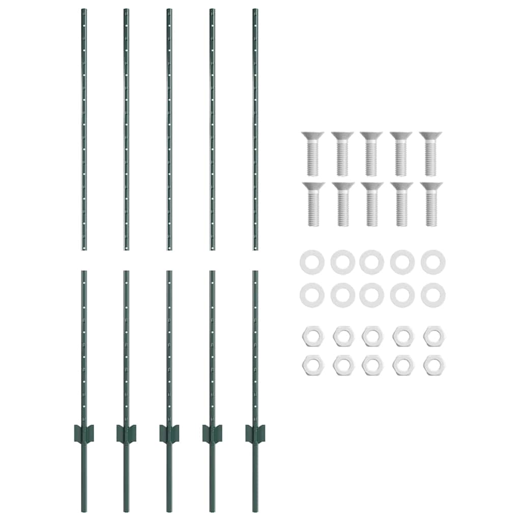 Zaunpfosten 10 pcs Grün 140 cm Stahl