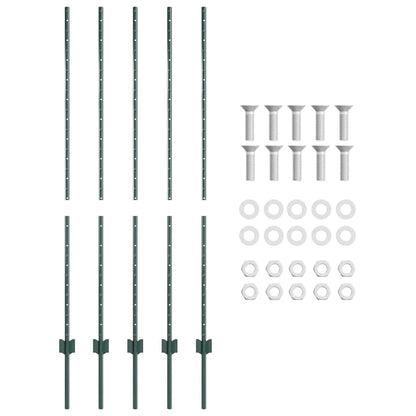Zaunpfosten 10 pcs Grün 140 cm Stahl