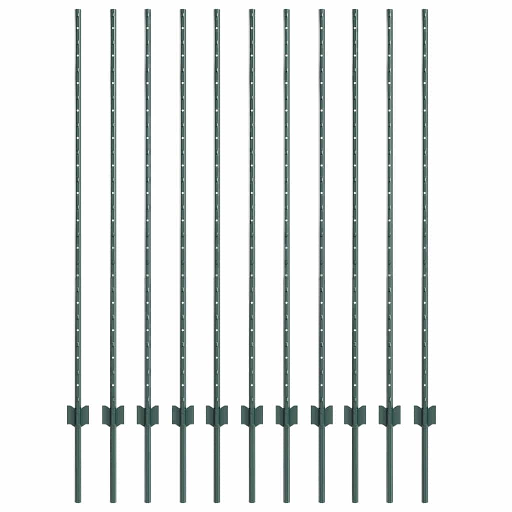 Zaunpfähle 22 pcs Grün 140 cm Stahl