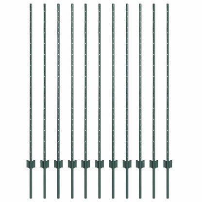 Zaunpfähle 22 pcs Grün 140 cm Stahl