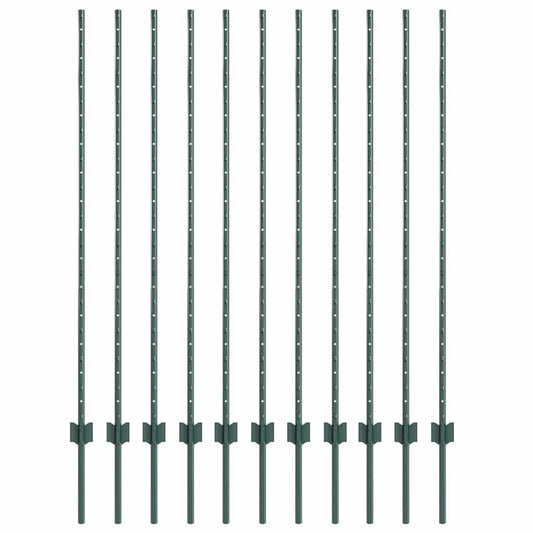 Zaunpfähle 22 pcs Grün 140 cm Stahl