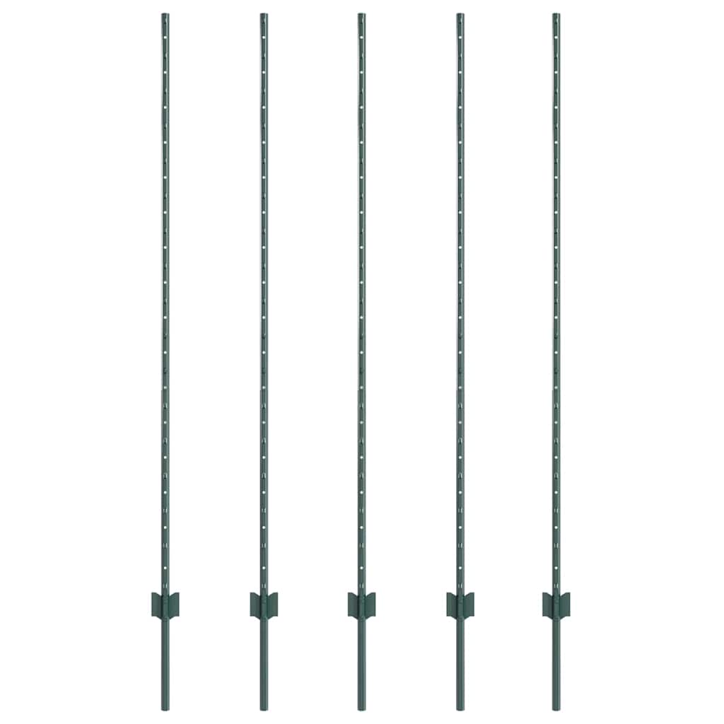 Zaunpfosten 10 pcs Grün 150 cm Stahl