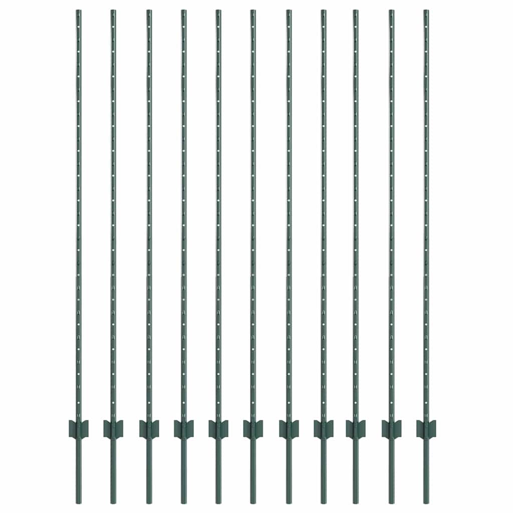 Zaunpfosten 22 pcs Grün 150 cm Stahl