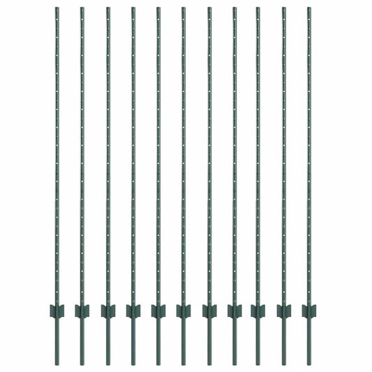 Zaunpfosten 22 pcs Grün 150 cm Stahl