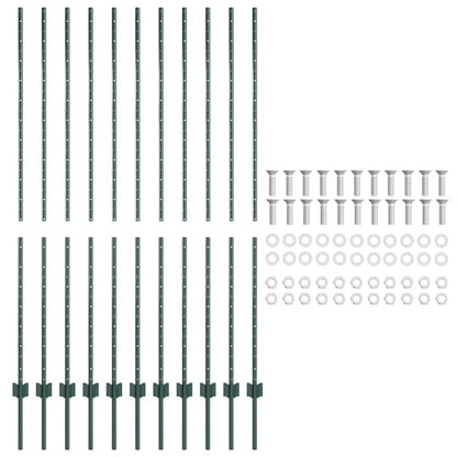 Zaunpfosten 22 pcs Grün 150 cm Stahl