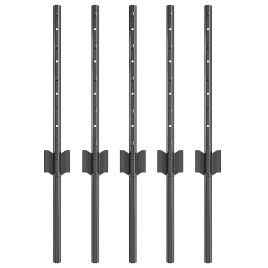 Zaunpfosten 5 pcs Grau 40 cm Stahl
