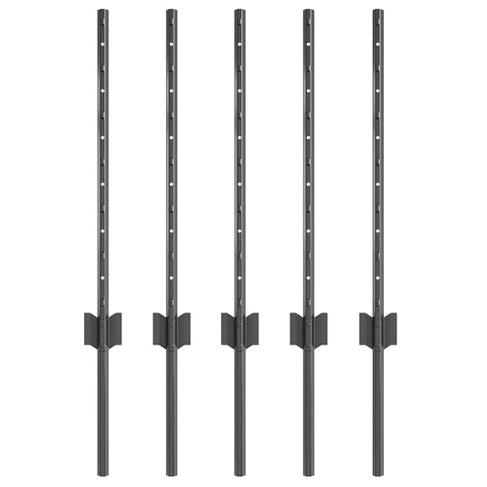 Zaunpfosten 5 pcs Grau 60 cm Stahl