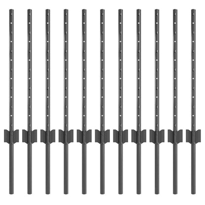 Zaunpfosten 11 pcs Grau 60 cm Stahl