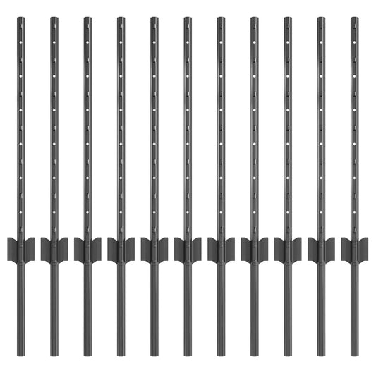 Zaunpfosten 11 pcs Grau 60 cm Stahl
