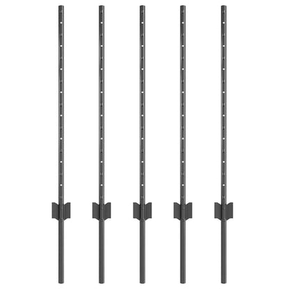 Zaunpfosten 5 pcs Grau 80 cm Stahl