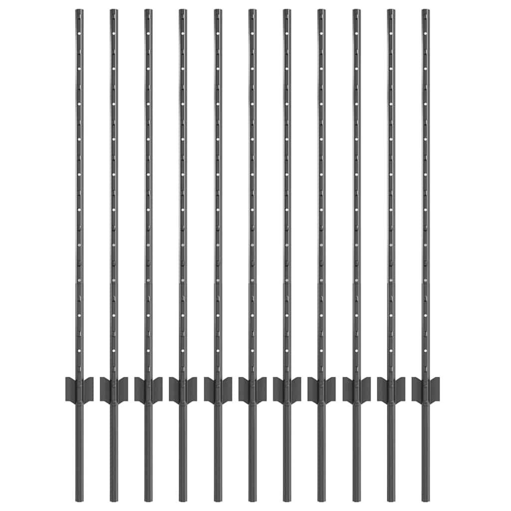 Zaunpfosten 22 pcs Grau 100 cm Stahl