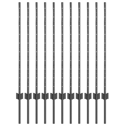 Zaunpfosten 22 pcs Grau 100 cm Stahl