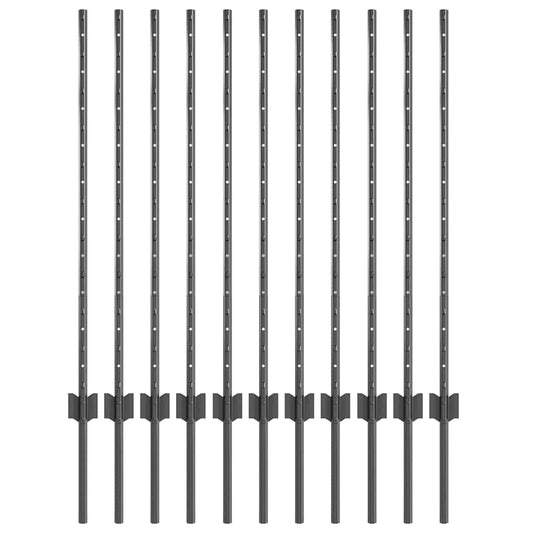 Zaunpfosten 22 pcs Grau 100 cm Stahl