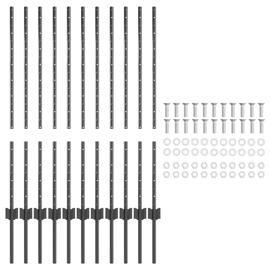 Zaunpfosten 22 pcs Grau 100 cm Stahl
