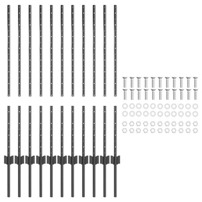 Zaunpfosten 22 pcs Grau 100 cm Stahl