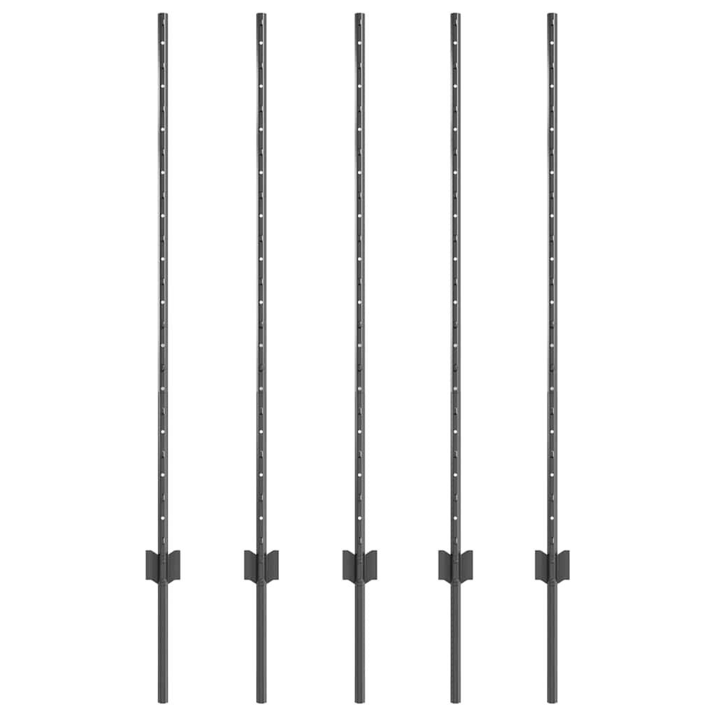Zaunpfosten 10 pcs Grau 120 cm Stahl